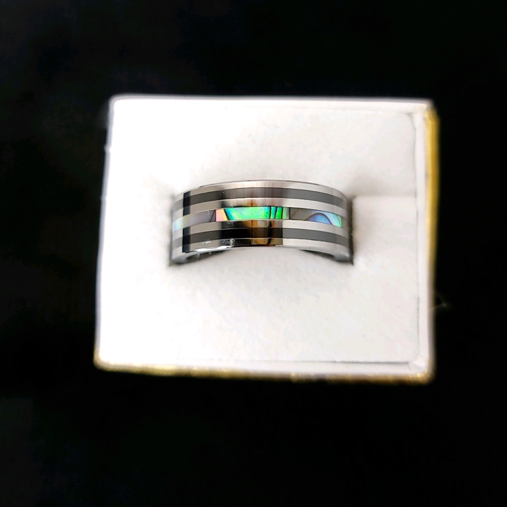 Stainless Steel Abalone Inlay Ring